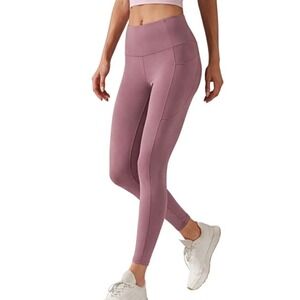 Athleta Ultimate Stash 7/8 Tight Leggings Mauve Pink Purple Womens Size M Pocket